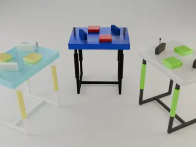 BLUE AND YELLOW Arm Wrestling Table 3D Model Blender 3D model