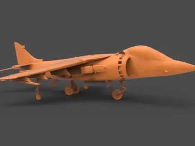 AV-8B orange fighter jet 3D print model