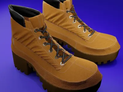 3D models of brown and black boots 3D model