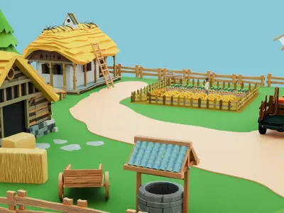 Low Poly Farm  Low-poly 3D model