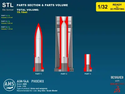 AIM-54A Phoenix - Scale 1-32 NEW 3D print model