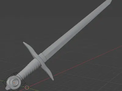 Steel Battle-Worn Sword with Leather Grip and Golden Pommel Free low-poly 3D model