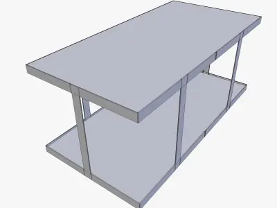 Industrial Square Table Long 3D model