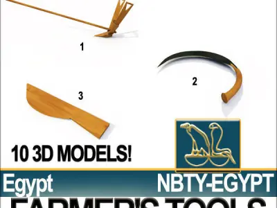 Ancient Egyptian Farmer Tools Collection 3D model