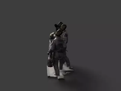 Apollo 11 astronauts statue Low-poly 3D model