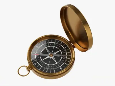 Pocket compass vintage 3D model