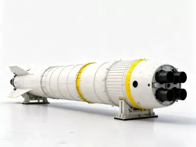 Realistic Rocket Booster 3D Model Low-poly 3D model