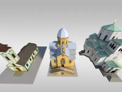 Small Churches Low-poly 3D model