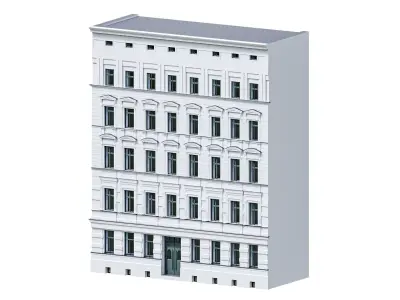 Classic European Tenement Building - Detailed Facade  Low-poly 3D model