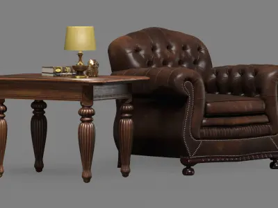 Thomas chesterfield armchair antique 3D model