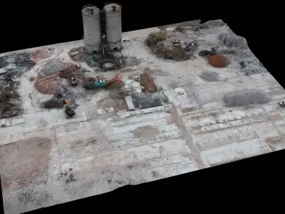 construction-site industrial terrain debris drone photogrammetry Low-poly 3D model