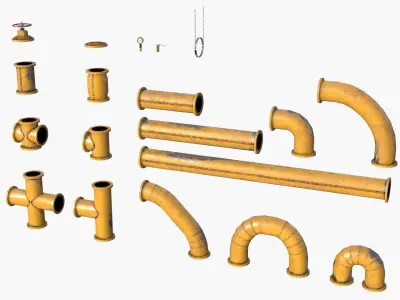Old Painted Pipes Low-poly 3D model
