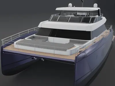 3D model 80 power catamaran Yacht beautiful Rendering PBR 3D model