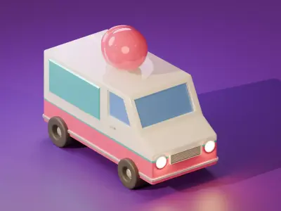 Ice Cream Truck Low-poly 3D model