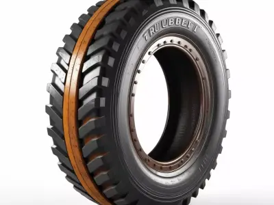 Industrial Vehicle Tire with Chain 3D model