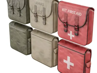 Small Ammo And Medic Bags  Low-poly 3D model