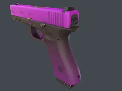 Purple Glock 17 with magazine Low-poly 3D model