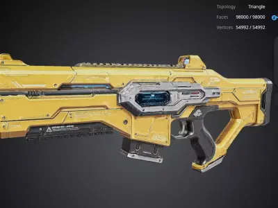 Futuristic Yellow Gun 3D model purchase
