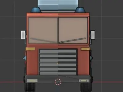 low poly fire truck model  Free low-poly 3D model