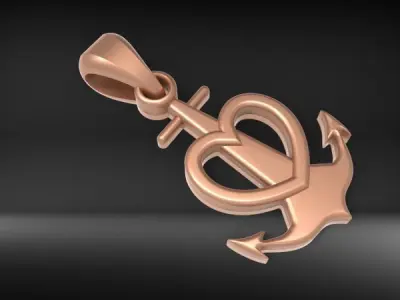 Heart Anchor Pendant 3D print model