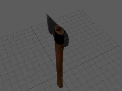 Wooden Handle Axe Outdoor Camping -game ready Free low-poly 3D model