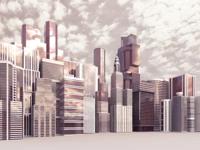 A collection of one hundred high-detailed skyscrapers 3D model