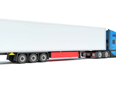 Truck with Reefer Refrigerator Trailer 3D model shop