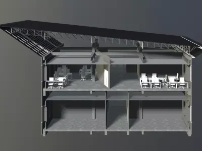 Office in section cut 3D model