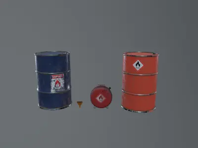 Fuel Drums Low-poly 3D model