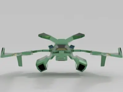Spaceship robot with two wings Low-poly 3D model