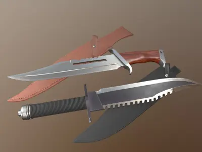 Rambo Bowie Knife Collection - PBR Low-poly Model Low-poly 3D model