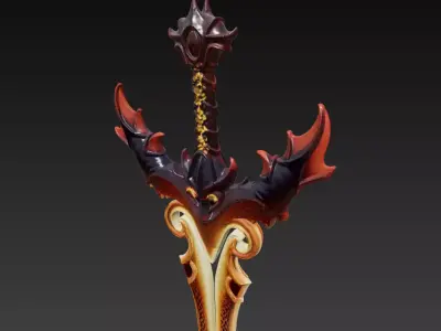 Dark Fantasy Sword 3D Model Stylized Blade 3D model