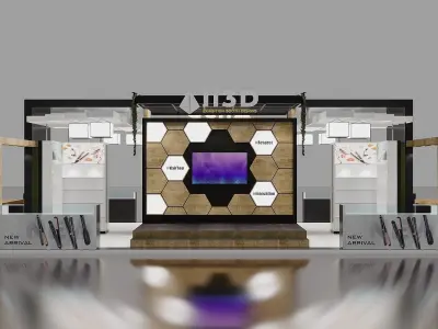 Exhibition Stand Stall Four Side Open 12X7 3D model