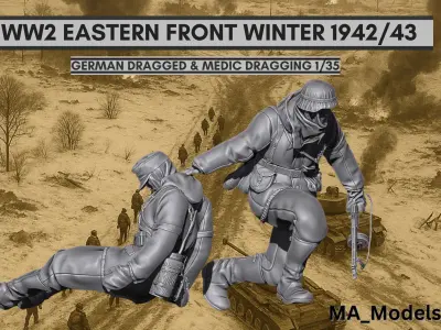 Eastern Front 1942-43  german Dragged  Medic Dragging 1-35 3D print model