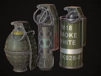 Smoke Flash Grenade Low-poly 3D model