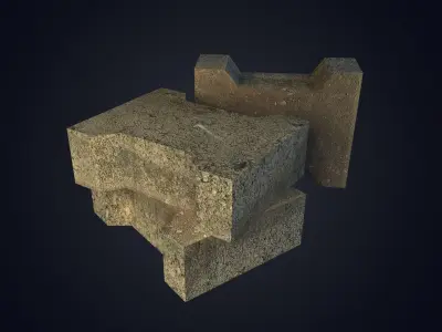 Brick stone block Low-poly 3D model