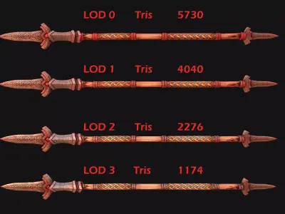 Medieval Wooden Spear Armory Weapon Low-poly 3D model
