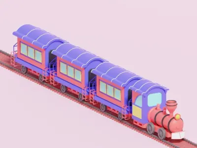 Cartoon Train 3D model