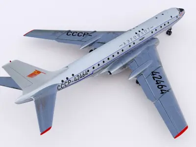 Tu-104A airplane Low-poly 3D model