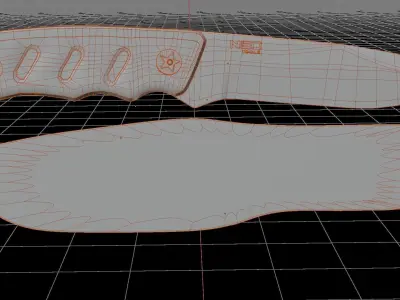 tactical knife in dark wood and titanium Low poly game ready Low-poly 3D model
