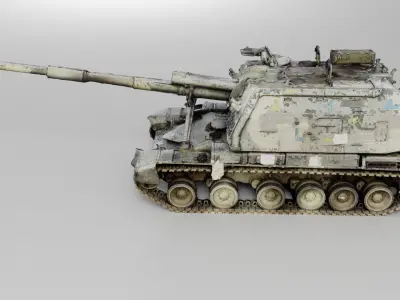Destroyed 2S19 Msta 152 mm self-propelled howitzer M1990  3D model