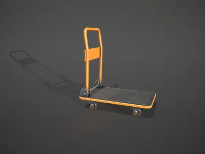 Folding Platform Truck - Trolley - Orange Low-poly 3D model