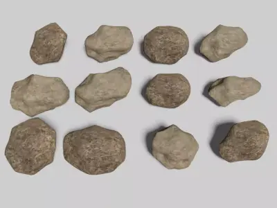 Rock pack game ready Low-poly 3D model