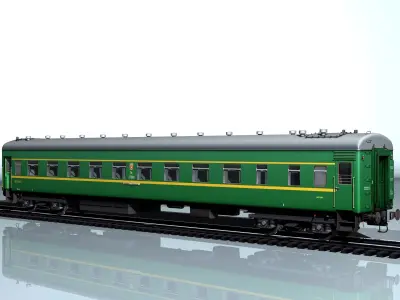 Wagon type 66W PNR Low-poly 3D model