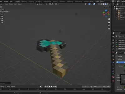Minecraft axe  Free low-poly 3D model