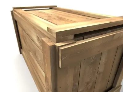 Long Wooden Crate 3D model
