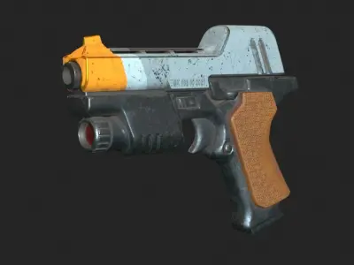 Sci-fi Gun Low-poly 3D model 2