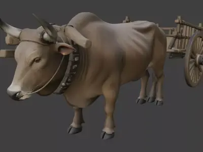 Realistic Bullock Cart 3D Model 3D model purchase