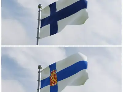 Animated Finland Flags 3D model