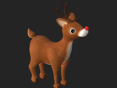 Cartoon Reindeer Low-poly 3D model